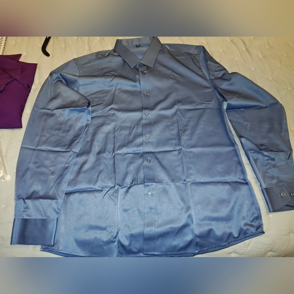 Light Blue Slim Fit Long Sleeve Men's Button Down Dress Shirt *NEW*